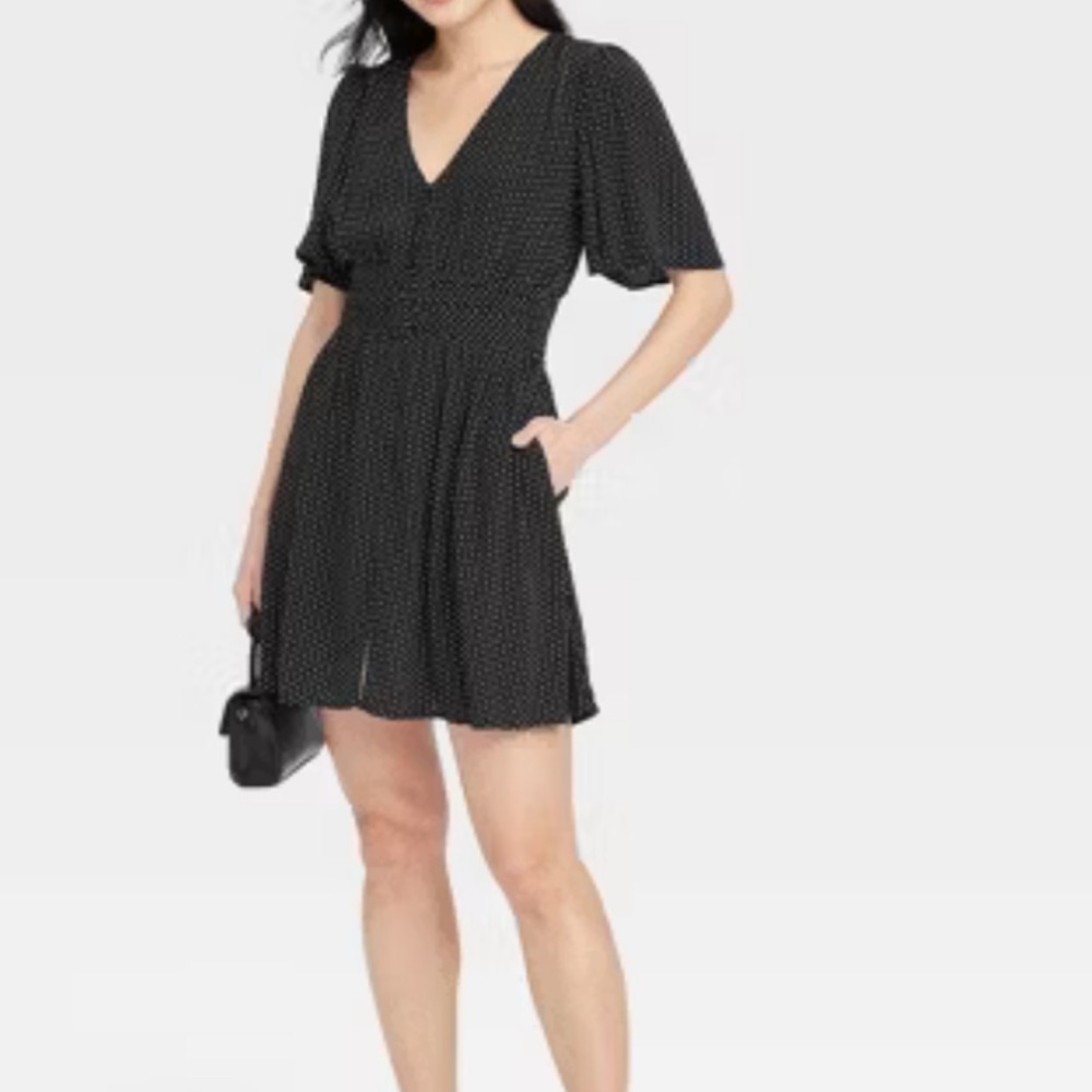 Women's Flutter Short Sleeve Printed Crepe Mini Dress - A New Day